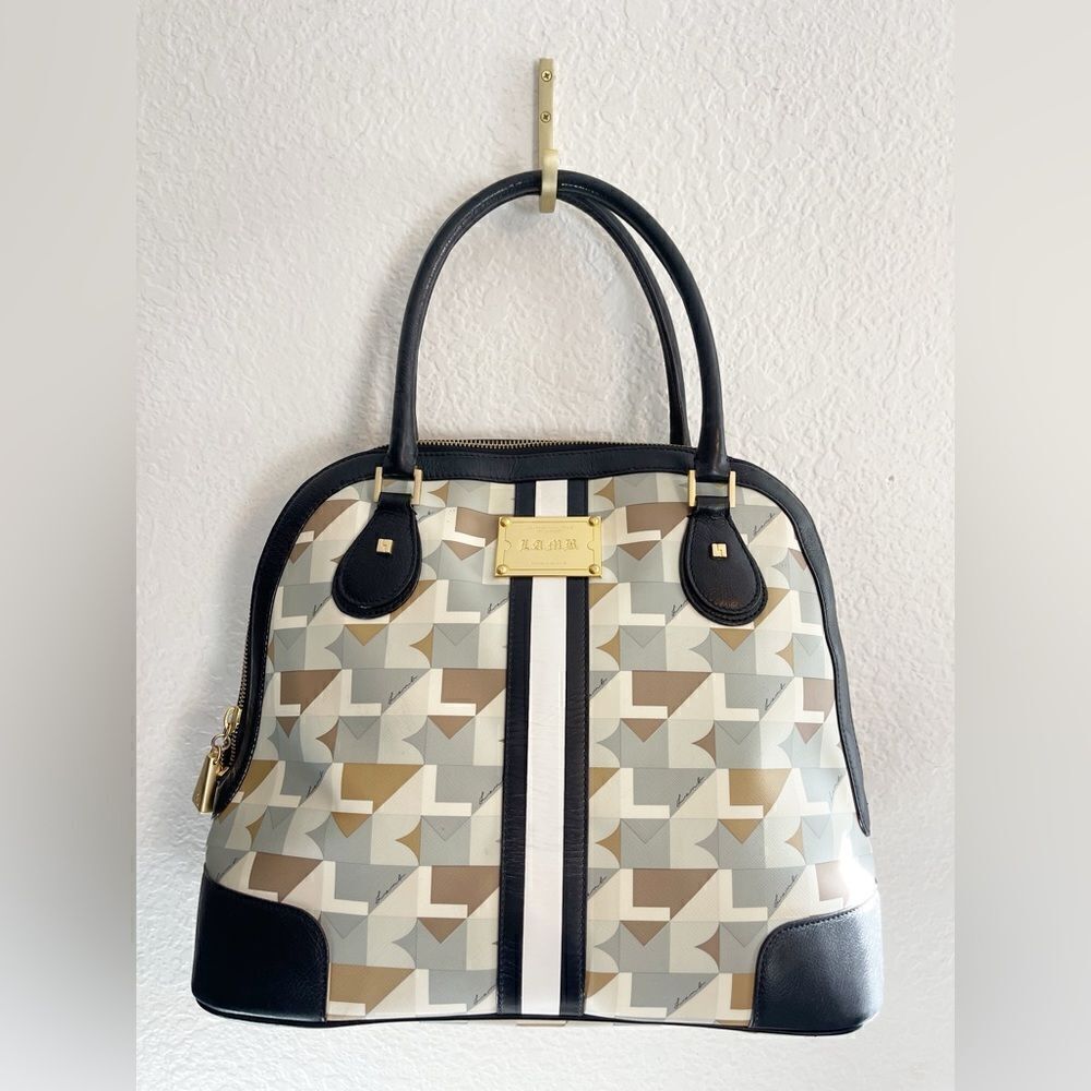 L.A.M.B. by Gwen Stefani Y2K Marsala Cambridge bowling bag style handbag - Picture 12 of 16
